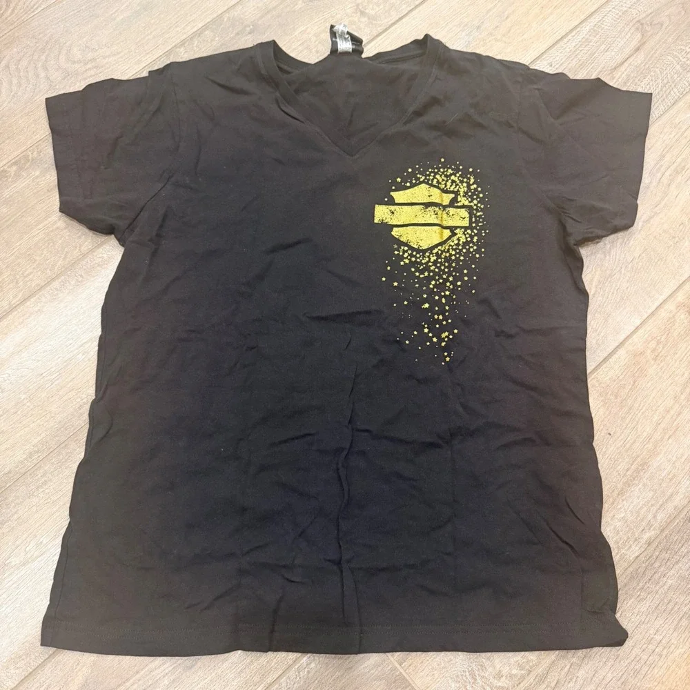 Harley-Davidson Tombstone Arizona V-Neck Graphic T-Shirt Black Gold XL Ladies